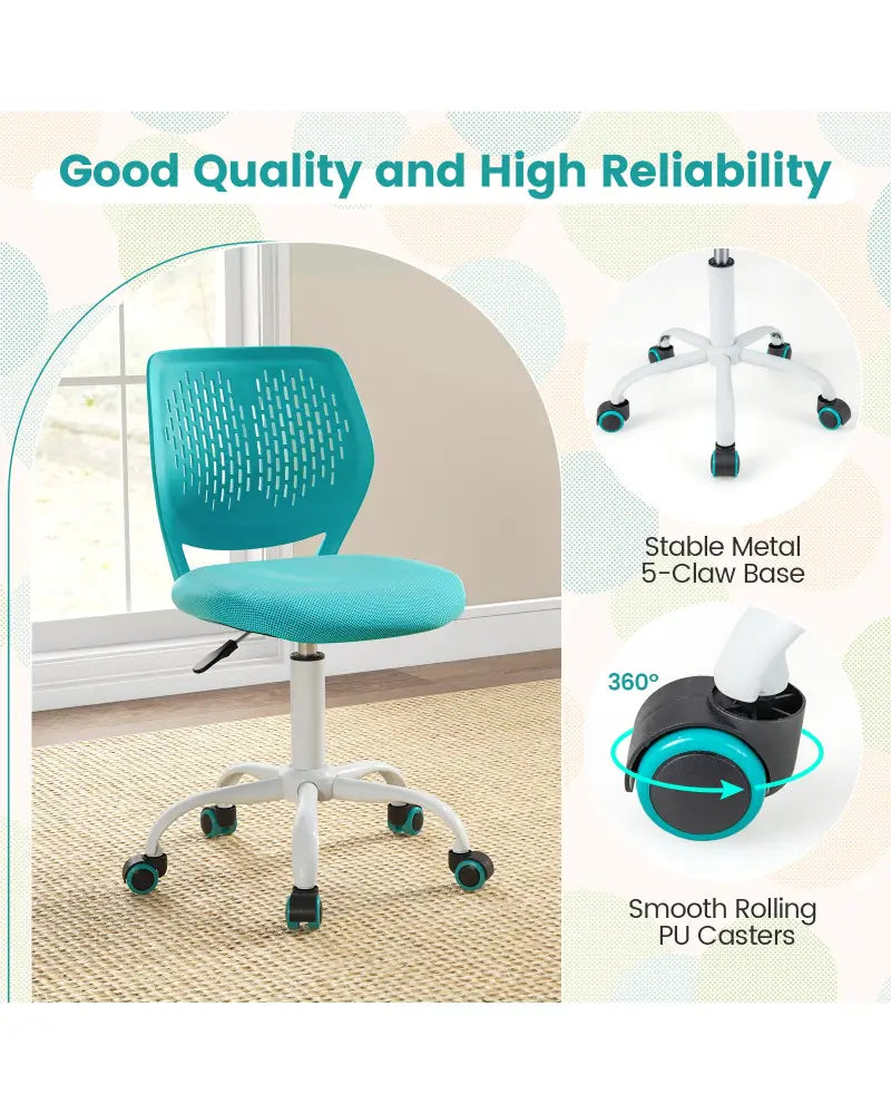 Ergonomic Children Study Chair with Adjustable Height-Turquoise - Turquoise - Kids Chairs & Seating