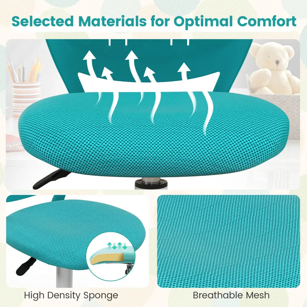 Ergonomic Children Study Chair with Adjustable Height-Turquoise - Turquoise - Kids Chairs & Seating