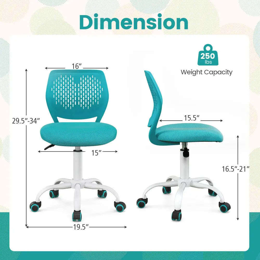 Ergonomic Children Study Chair with Adjustable Height-Turquoise - Turquoise - Kids Chairs & Seating