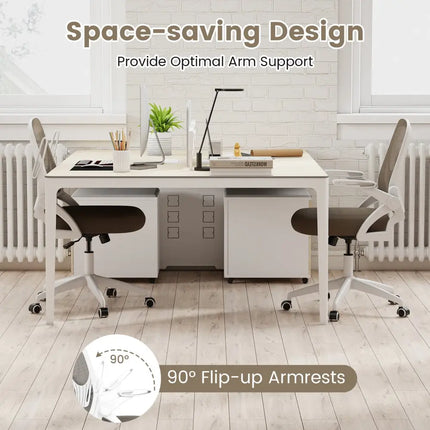 Ergonomic Computer Desk Chair with Lumbar Support and Flip-up Arms-Gray - Gray - Ergonomic Chairs