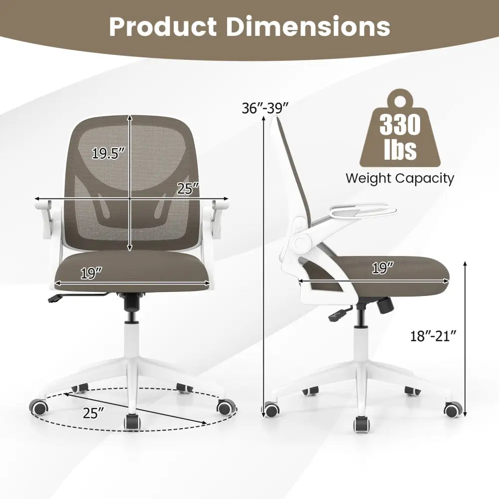 Ergonomic Computer Desk Chair with Lumbar Support and Flip-up Arms-Gray - Gray - Ergonomic Chairs