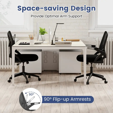 Ergonomic Computer Desk Chair with Lumbar Support and Flip-up Arms-Black - Black - Ergonomic Chairs