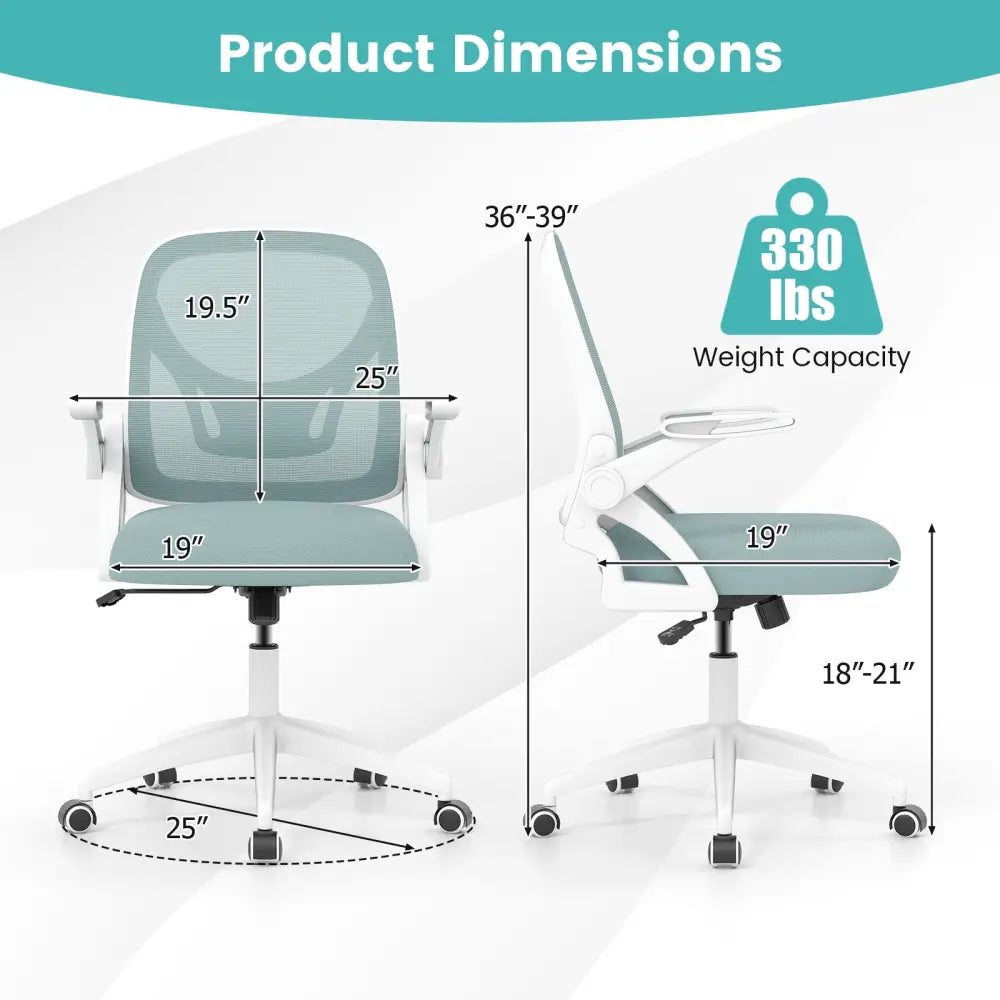 Ergonomic Computer Desk Chair with Lumbar Support and Flip-up Arms-Navy - Navy - Ergonomic Chairs