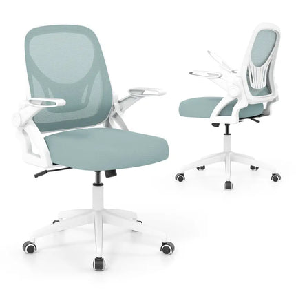 Ergonomic Computer Desk Chair with Lumbar Support and Flip-up Arms-Navy - Navy - Ergonomic Chairs