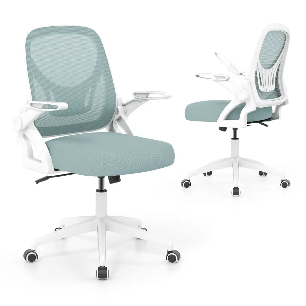 Ergonomic Computer Desk Chair with Lumbar Support and Flip-up Arms-Navy - Navy - Ergonomic Chairs