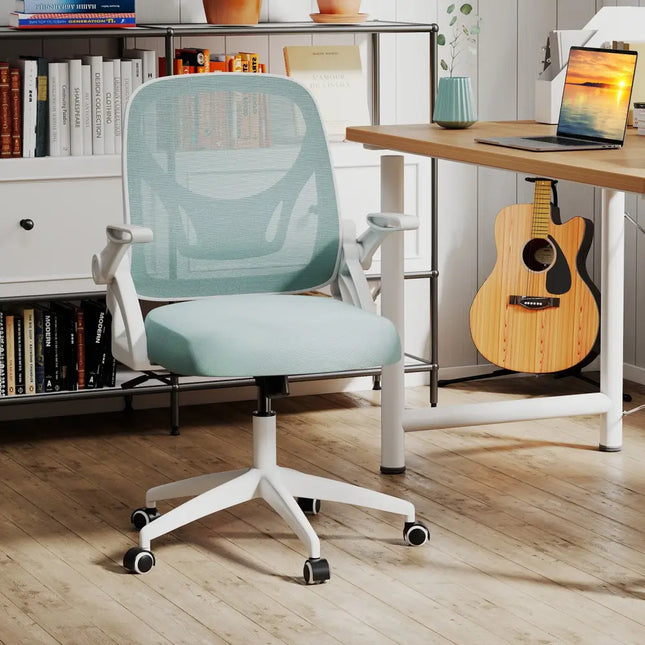 Ergonomic Computer Desk Chair with Lumbar Support and Flip-up Arms-Navy - Navy - Ergonomic Chairs