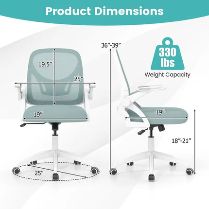 Ergonomic Computer Desk Chair with Lumbar Support and Flip-up Arms-Navy - Navy - Ergonomic Chairs