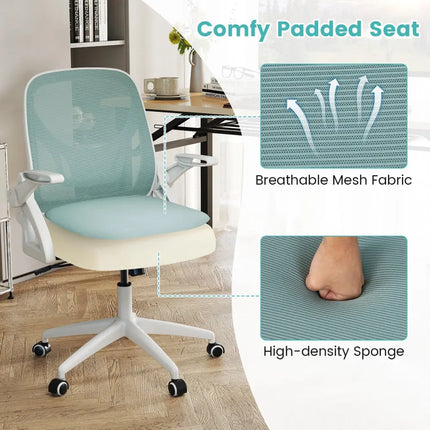 Ergonomic Computer Desk Chair with Lumbar Support and Flip-up Arms-Navy - Navy - Ergonomic Chairs