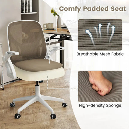 Ergonomic Computer Desk Chair with Lumbar Support and Flip-up Arms-Gray - Gray - Ergonomic Chairs