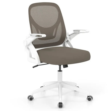 Ergonomic Computer Desk Chair with Lumbar Support and Flip-up Arms-Gray - Gray - Ergonomic Chairs