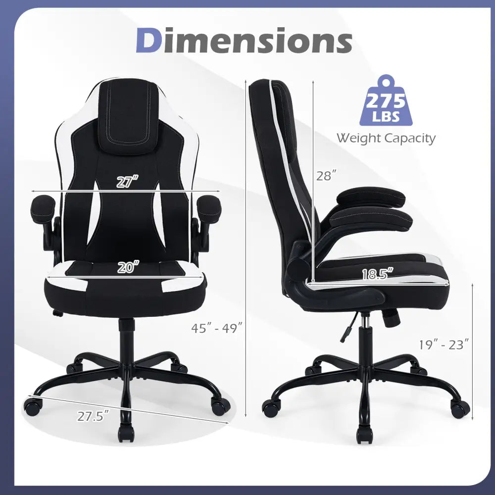 Ergonomic Computer Office Chair with 90° Flip-up Armrests-Black - Black - Ergonomic Chairs