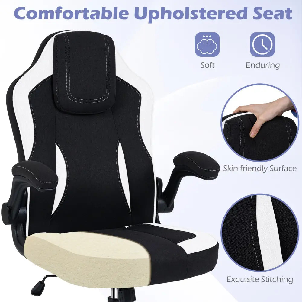 Ergonomic Computer Office Chair with 90° Flip-up Armrests-Black - Black - Ergonomic Chairs
