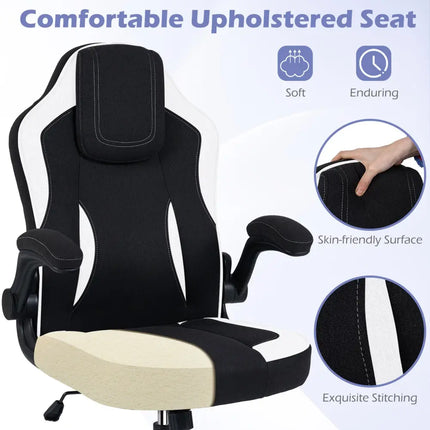 Ergonomic Computer Office Chair with 90Â° Flip-up Armrests-Black - Black - Ergonomic Chairs