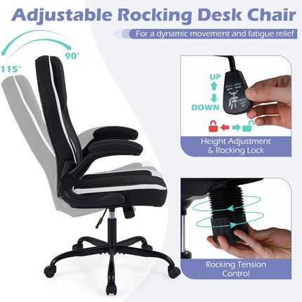 Ergonomic Computer Office Chair with 90Â° Flip-up Armrests-Black - Black - Ergonomic Chairs