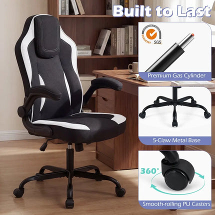 Ergonomic Computer Office Chair with 90Â° Flip-up Armrests-Black - Black - Ergonomic Chairs