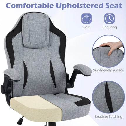 Ergonomic Computer Office Chair with 90Â° Flip-up Armrests-Gray - Gray - Ergonomic Chairs