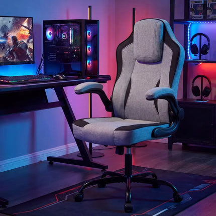 Ergonomic Computer Office Chair with 90Â° Flip-up Armrests-Gray - Gray - Ergonomic Chairs