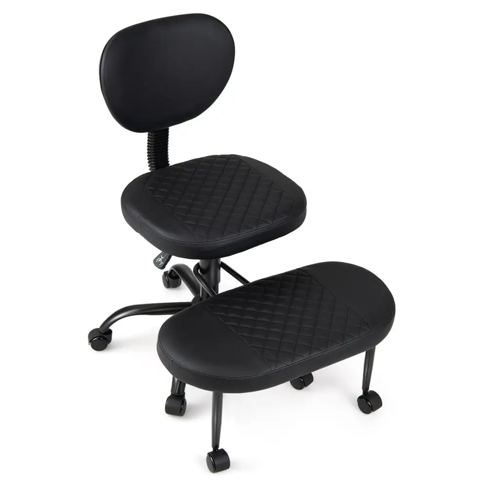 Ergonomic Cross Legged Office Chair with Height-Adjustable Seat - Black - Black - Ergonomic Chairs