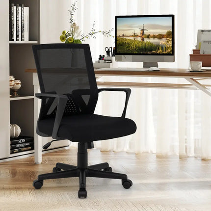 Ergonomic Desk Chair with Lumbar Support and Rocking Function-Black - Black - Mesh Chairs
