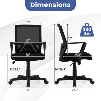 Ergonomic Desk Chair with Lumbar Support and Rocking Function-Black - Black - Mesh Chairs