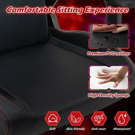 Ergonomic High Back Computer Chair with Magnetic Headrest and Lumbar Pillow-Black - Black - Gaming Chairs