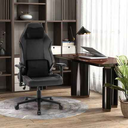 Ergonomic High Back Computer Chair with Magnetic Headrest and Lumbar Pillow-Black - Black - Gaming Chairs