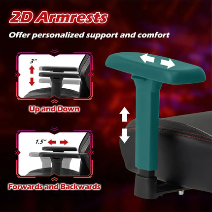 Ergonomic High Back Computer Chair with Magnetic Headrest and Lumbar Pillow-Black - Black - Gaming Chairs