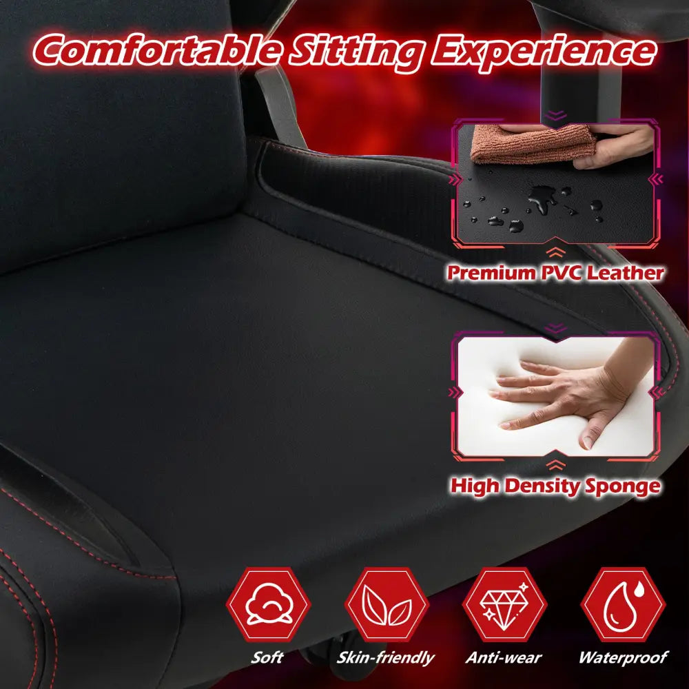 Ergonomic High Back Computer Chair with Magnetic Headrest and Lumbar Pillow-Black - Black - Gaming Chairs