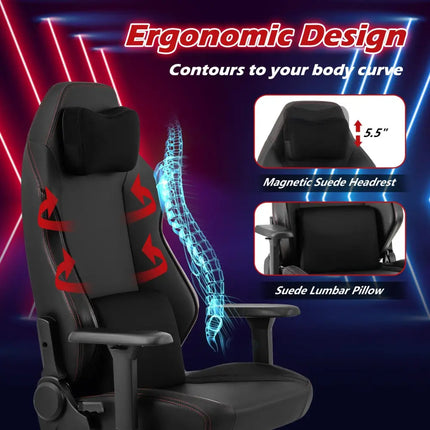 Ergonomic High Back Computer Chair with Magnetic Headrest and Lumbar Pillow-Black - Black - Gaming Chairs