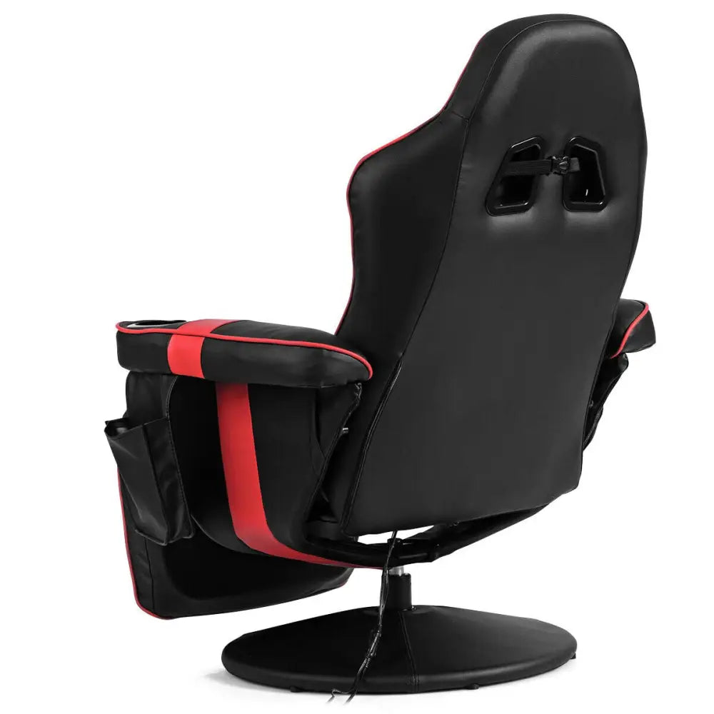 Ergonomic High Back Massage Gaming Chair Gaming Recliner with Pillow-Red - Red - Gaming Chairs