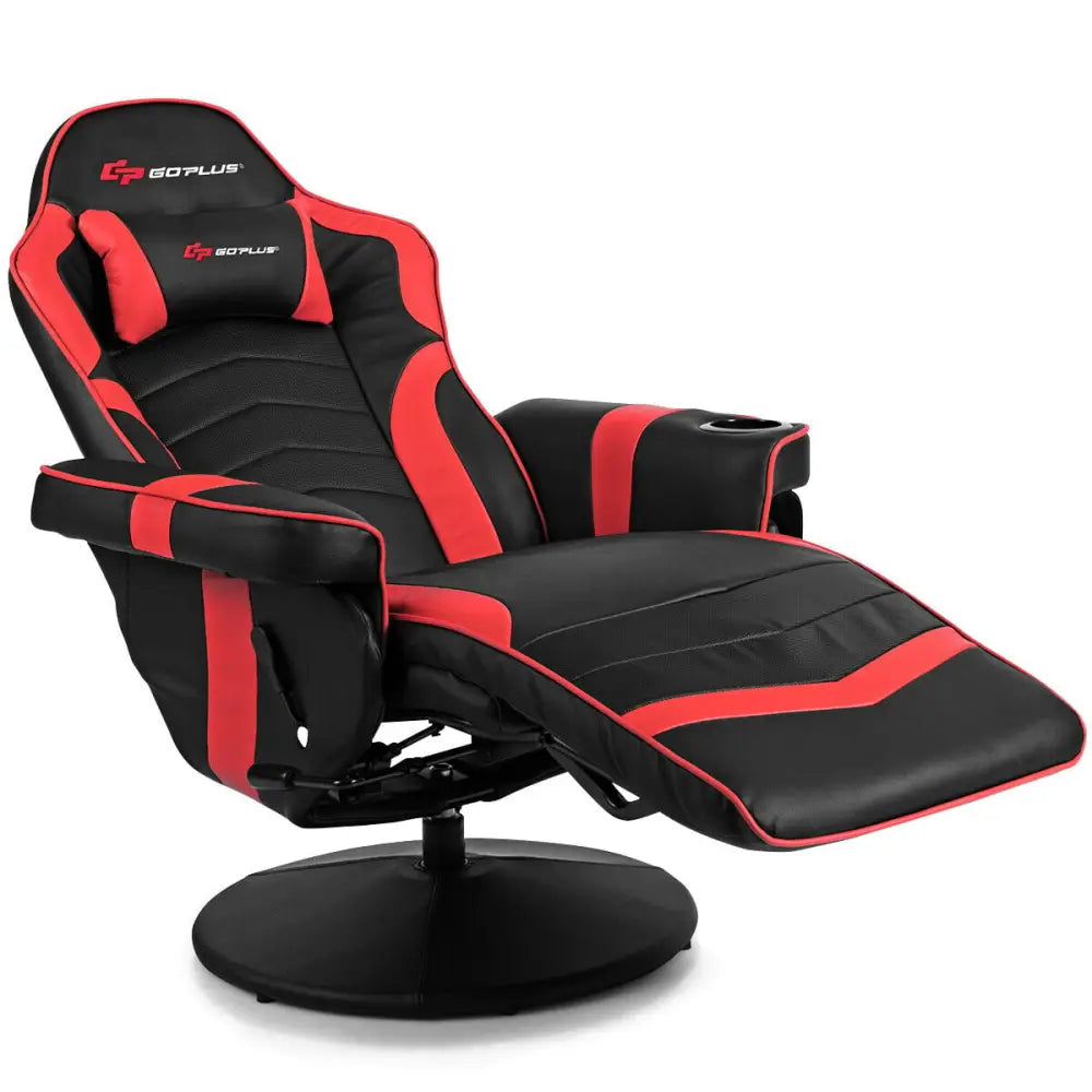 Ergonomic High Back Massage Gaming Chair Gaming Recliner with Pillow-Red - Red - Gaming Chairs