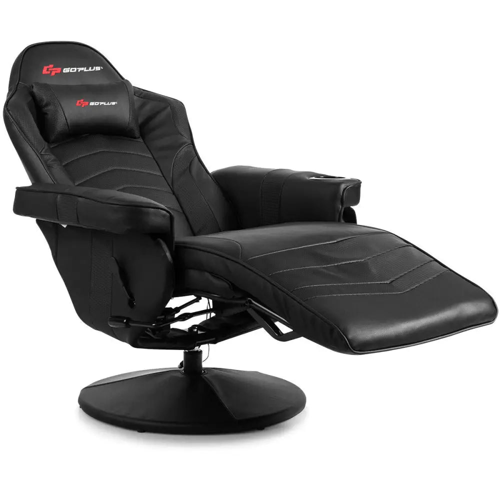Ergonomic High Back Massage Gaming Chair with Pillow-Black - Black - Gaming Chairs