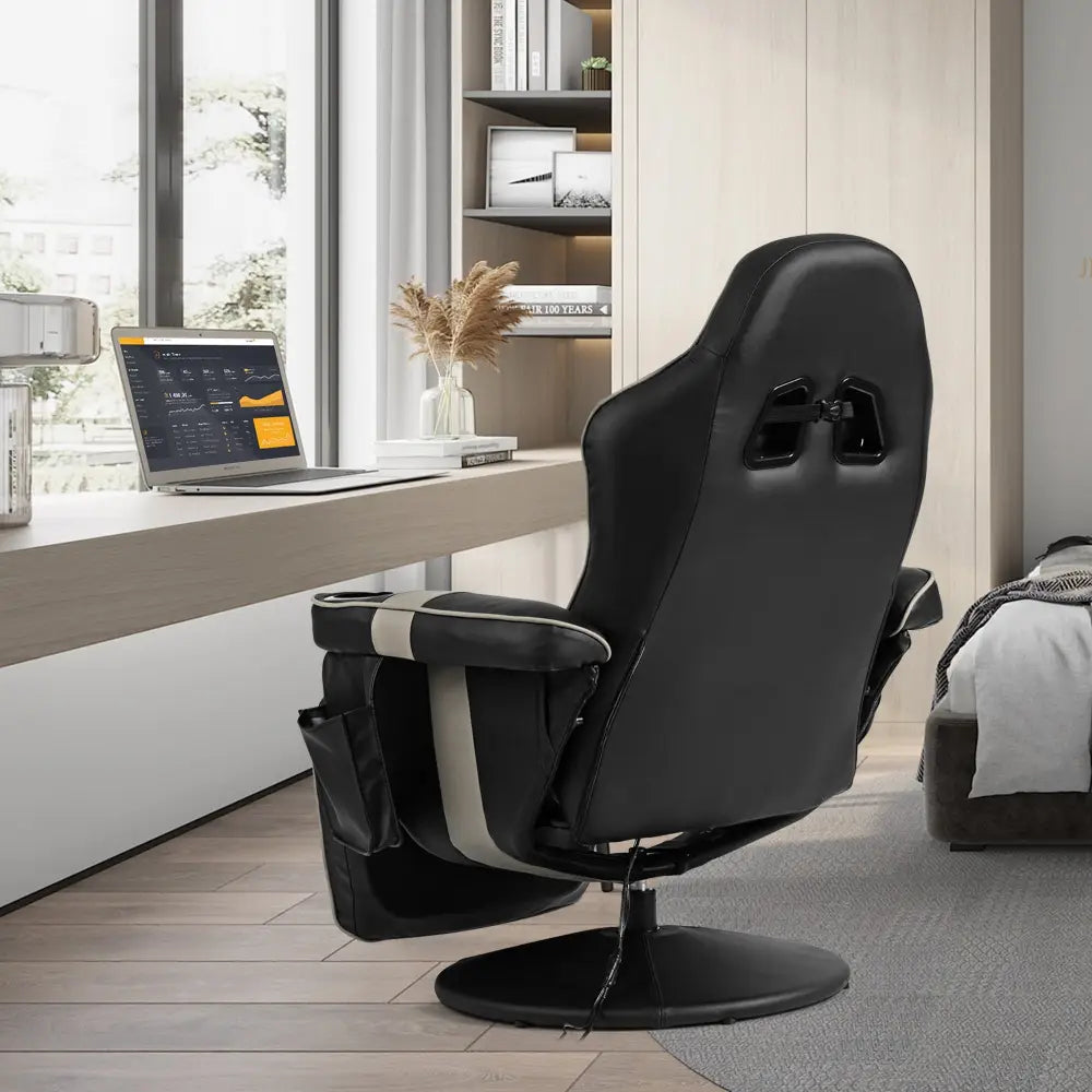 Ergonomic High Back Massage Gaming Chair with Pillow-Gray - Gray - Gaming Chairs