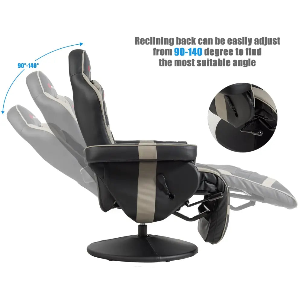 Ergonomic High Back Massage Gaming Chair with Pillow-Gray - Gray - Gaming Chairs
