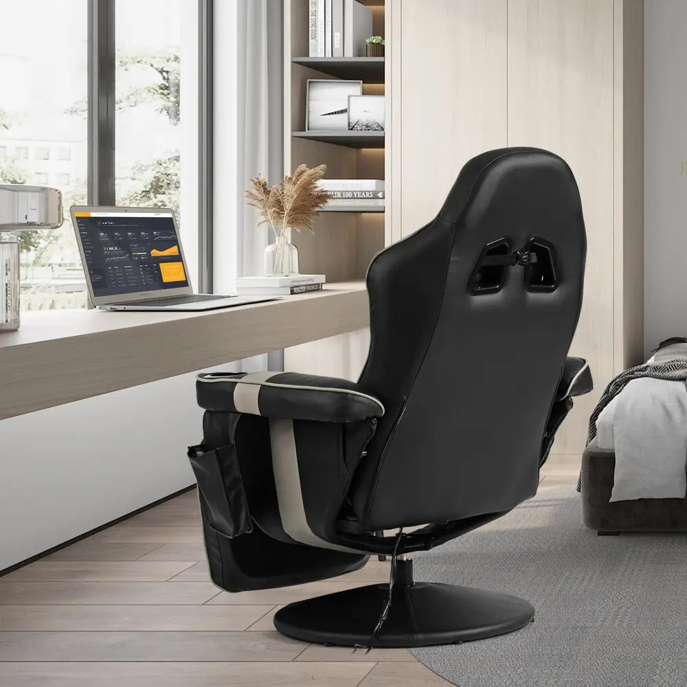 Ergonomic High Back Massage Gaming Chair with Pillow-Gray - Gray - Gaming Chairs
