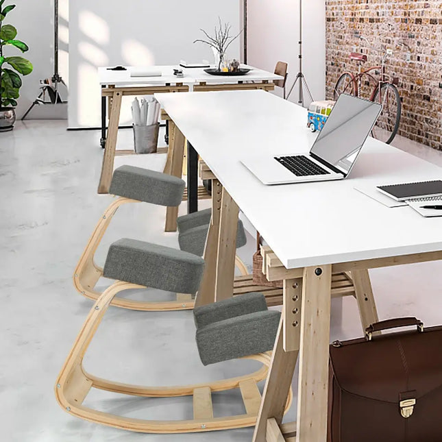 Ergonomic Kneeling Chair Rocking Office Desk Stool Upright Posture-Gray - Gray - Kneeling Chairs