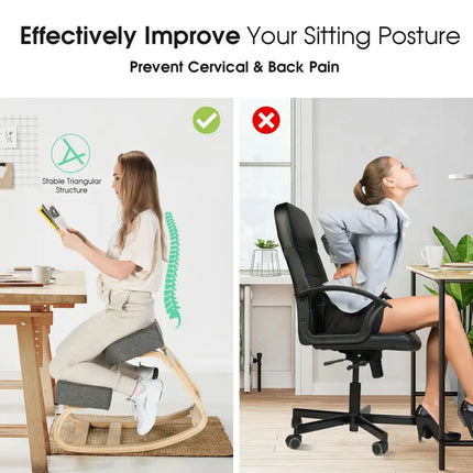 Ergonomic Kneeling Chair Rocking Office Desk Stool Upright Posture-Gray - Gray - Kneeling Chairs