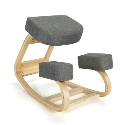Ergonomic Kneeling Chair Rocking Office Desk Stool Upright Posture-Gray - Gray - Kneeling Chairs