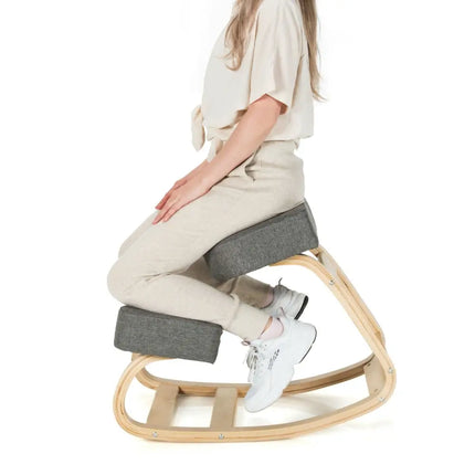 Ergonomic Kneeling Chair Rocking Office Desk Stool Upright Posture-Gray - Gray - Kneeling Chairs