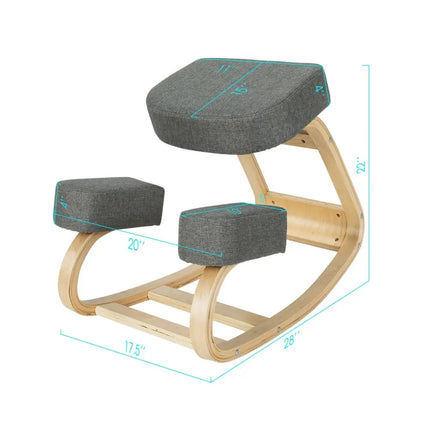 Ergonomic Kneeling Chair Rocking Office Desk Stool Upright Posture-Gray - Gray - Kneeling Chairs