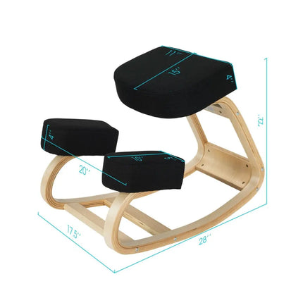 Ergonomic Kneeling Chair Rocking Office Desk Stool Upright Posture-Black - Black - Kneeling Chairs