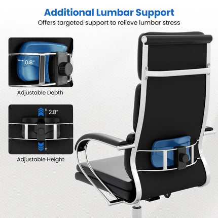 Ergonomic Leather Office Chair with Adjustable Height and Rocking Function-Black - Black - Ergonomic Chairs