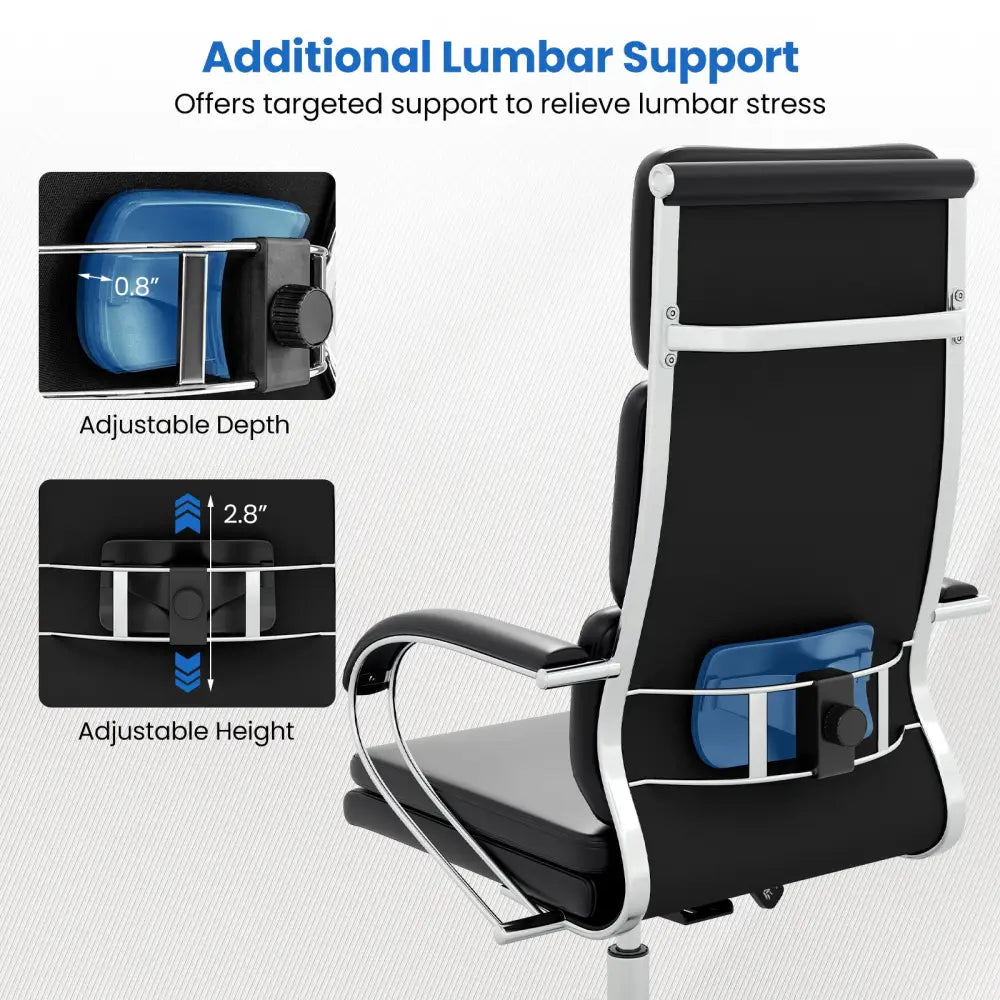 Ergonomic Leather Office Chair with Adjustable Height and Rocking Function-Black - Black - Ergonomic Chairs