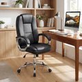 Ergonomic Leather Office Chair with Padded Armrests and Rocking Backrest-Black - Black - Ergonomic Chairs
