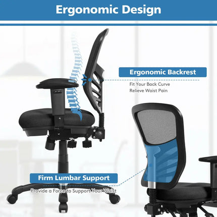 Ergonomic Mesh Office Chair with Adjustable Back Height and Armrests-Black - Black - Ergonomic Chairs