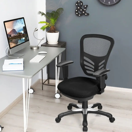 Ergonomic Mesh Office Chair with Adjustable Back Height and Armrests-Black - Black - Ergonomic Chairs