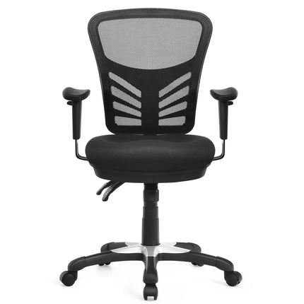 Ergonomic Mesh Office Chair with Adjustable Back Height and Armrests-Black - Black - Ergonomic Chairs