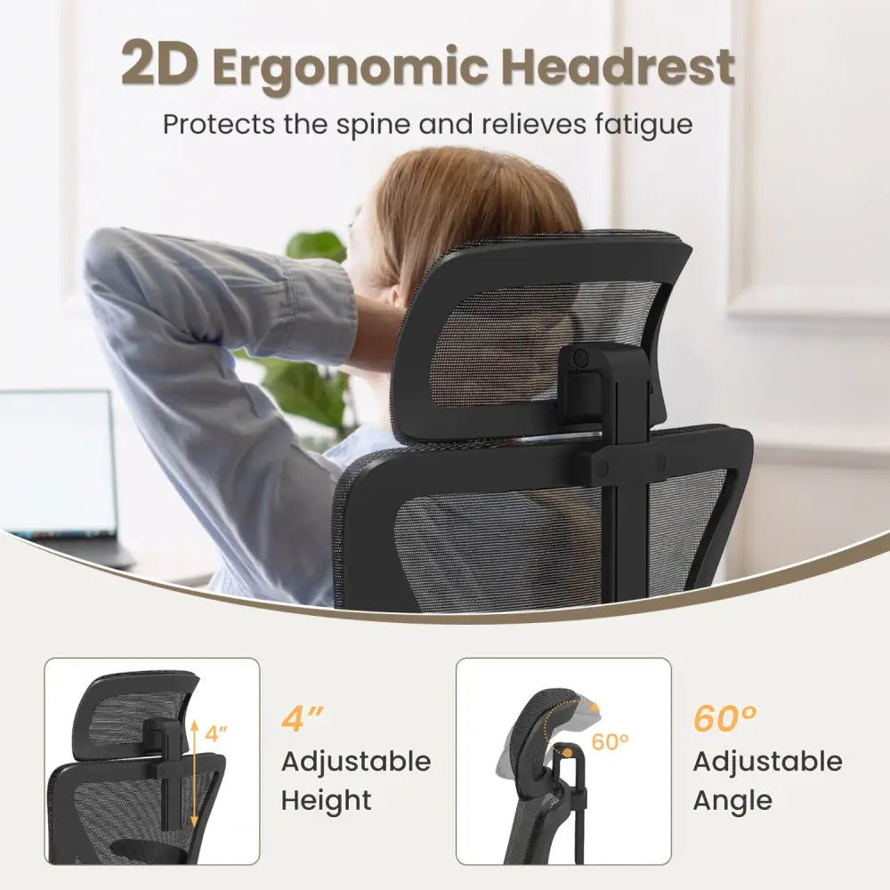 Ergonomic Mesh Office Chair with Adjustable Lumbar Support and Flip-up Armrests-Black - Black - Ergonomic Chairs