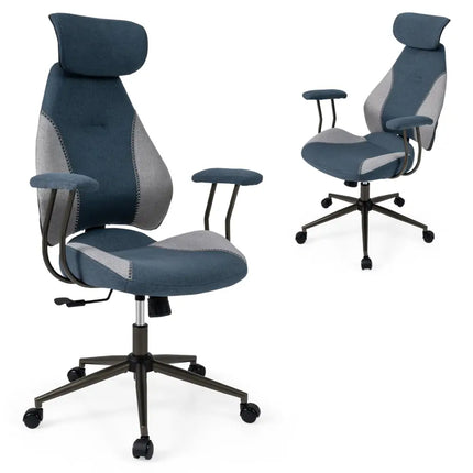 Ergonomic Office Chair Computer Desk Chair with 2D Headrest and Rocking Backrest-Gray - Gray - Ergonomic Chairs