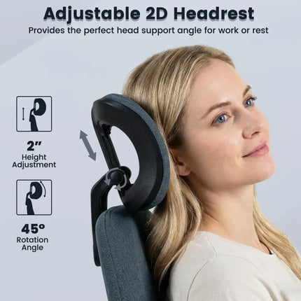 Ergonomic Office Chair Computer Desk Chair with 2D Headrest and Rocking Backrest-Gray - Gray - Ergonomic Chairs